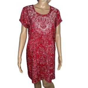Angie mini shift summer dress red floral pattern szM NWT